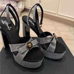 Versace Black w crystals Women's Platform Heels